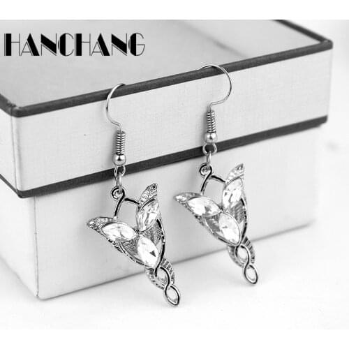 Vintage Silver plated Arwen Evenstar Earrings for Women crystal Ear Dorp Aragorn movies fashion jewelry