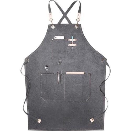 Restaurant tea shop waterproof apron custom logo printing barista hairdresser cotton thick canvas overalls