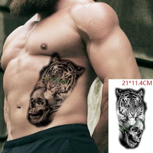 Waterproof Temporary Tattoo Stickers Skull Tiger Cat Animal Head Fake Tatto Flash Tatoo Body Art for Women Men