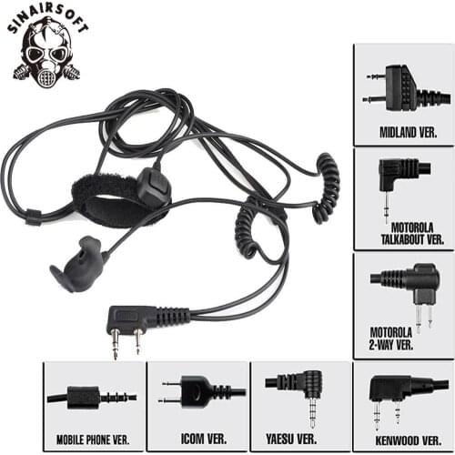 SINAIRSOFT Z-tactical Bone Conduction Military Headset With Finger Silicone Rubber PTT For Midland Hunting Headphones Paintball
