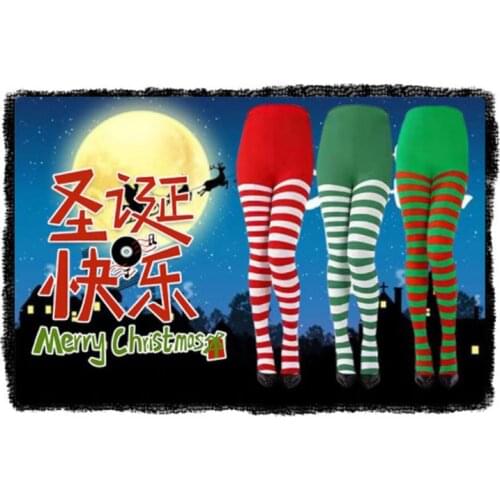 Womens Striped Holiday Tights Opaque Microfiber Stockings Nylon Footed Pantyhose