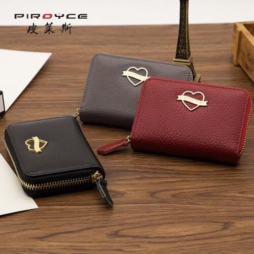 Lady Leather Coin Purse First Layer Cowhide Organ Card Case RFID Anti-theft Card Holder Men Multifunctional Zipper Wallet 2021