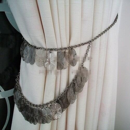 1 pair fashion simple curtain bandage alloy accessories Hanging chain decoration tieback strap tied rope tie tape back M405