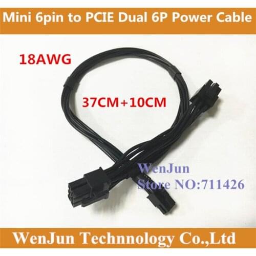 1PCS NEW Mac Pro mini 6pin to 6pin & 6pin PCI-e Dual Power Cable for Apple Mac Pro Video Card 37cm+10CM 18awg