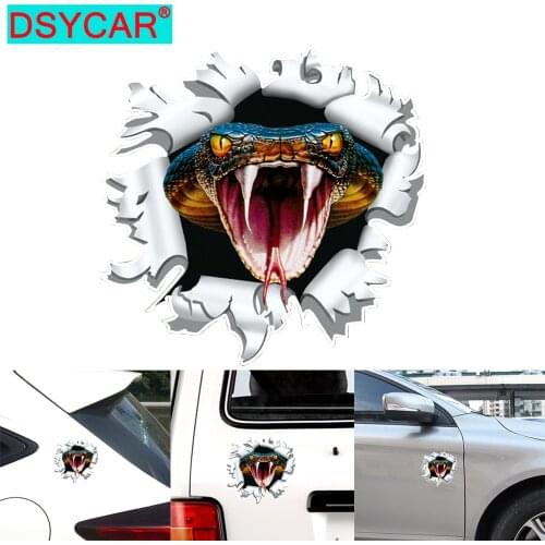 DSYCAR 1Pcs Reflective Cobra Funny Car Stickers Car Hood Window Decorative Sticker Skull Decal for Car Decoration