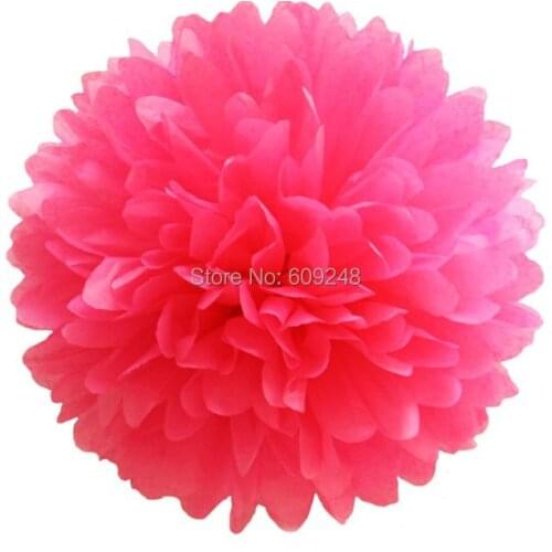 10pcs 14"(35cm) Large Personalized New Year Wedding Party Nursery Decorations Fuchsia Tissue Paper Pom Poms Hanging Flower Ball