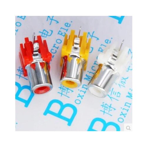 10pcs AV-8.4-5 2x Holes 2Pins RCA Sockets 90Degree Audio Video Connecctors Jacks yellow white red