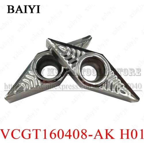 10pcs VCGT160408-AK H01 aluminum inserts CNC cutter lathe tools Carbide VCGT inserts For aluminum processing Cutting blade