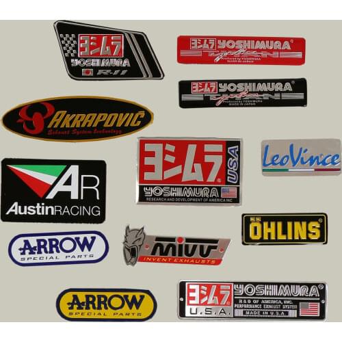 2PCS Motorcycle Exhaust Pipes Decal Sticker Aluminium 3D Heat-resistant Decals Sticker For Scorpio Leovince Two Brother Arrow