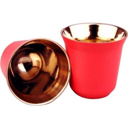 2 PCS/set Double stainless steel espresso cup of 80ml thermos cup and powder cup coffee capsule cup