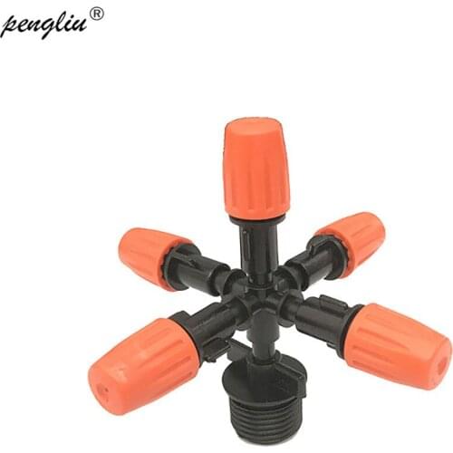 20 Pcs Five Mist Cooling Nozzle Micro Irrigation System Garden Greenhouse Adjustable Sprinkler Nozzle With 1/2 ''Connector IT096