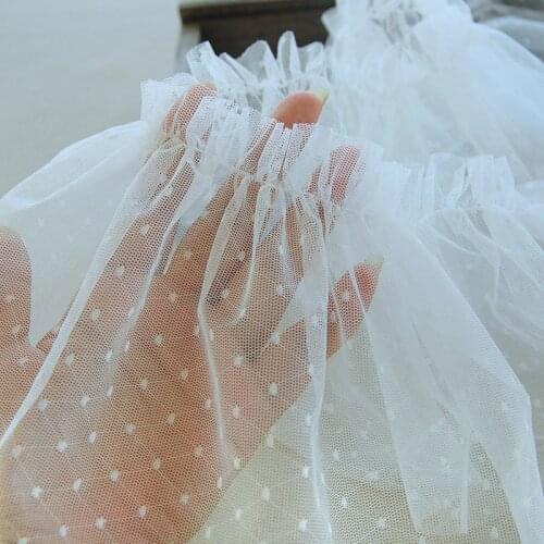 20CM Wide Rhombus Polka Dots Pleated Mesh Lace Collar Ribbon Soft Ruffle Trim Curtains Skirts Hem Splice Sewing Fringe Decor