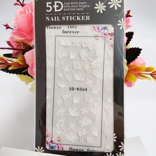 5D Nail Sticker Anaglyph Effect Love Solid Flowers Self Adhesive Nail Art Decorations Manicure Accessories on Fingers Toe nails