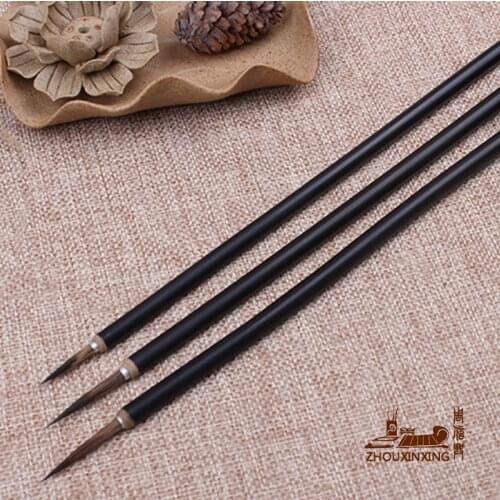 6pcs/set Large and medium - sized Kyu pencil hook line ribs pen black wooden rod Mouse hair Stone badger Seiko painting brush