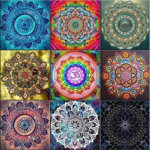 Mandala Pattern Diamond Mosaic Full Square/Round Drill DIY Diamond Painting Flower Picture Of Rhinestone Home Decor Unique Gift