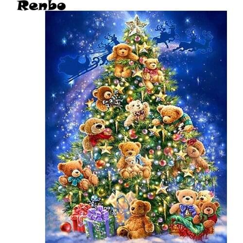 Diamond Painting animal bear/Christmas tree 5D DIY Diamond Painting Crystal Art Square Rhinestone Embroidery Beadwork icon Set