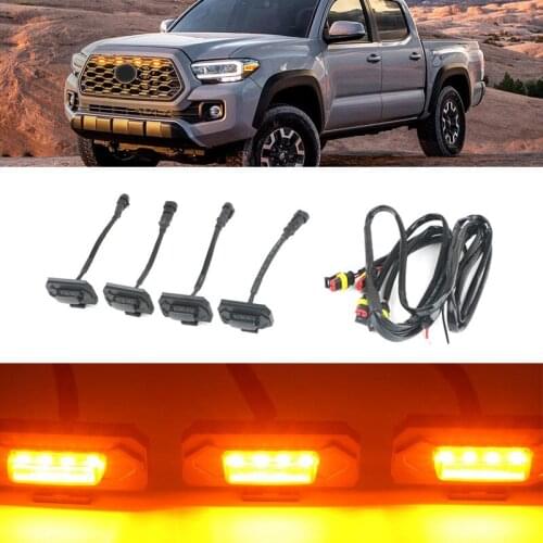 12V Car LED Front Grill Fog Lights Beacon Side Marker Signal Lamps Decoration Truck Auto Accessories For Toyota Tacoma 2020