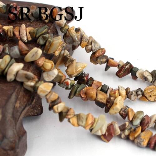 Free Shipping 7-8mm Freeform Chips Natural Stone Picasso Jaspers Gem Jewelry Diy Spacer Beads 34 Inch