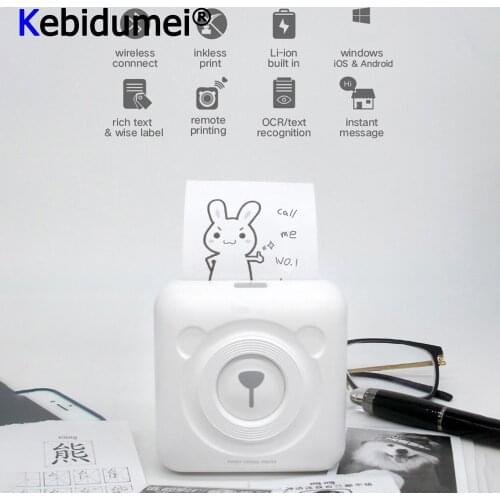 Kebidumei Thermal Bluetooth Printer 58mm Mini Wireless POS Thermal Picture Photo Printer GZM5804 For Android IOS Mobile Phone