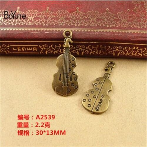 BoYuTe (60 Pieces /lot) 30*13MM Guitar Charms Pendants for Jewelry Making Vintage Antique Bronze Plated Alloy Diy Accessories