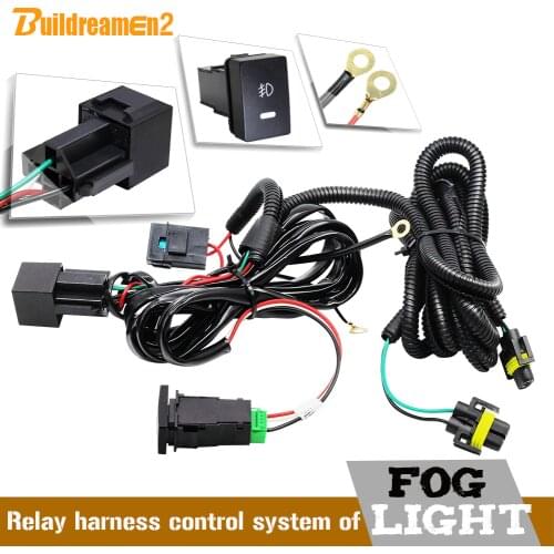 Buildreamen2 Car Fog Light H11 Wiring Harness Fuse Relay Cable Switch Kit For Porsche Opel Subaru Jaguar Land Rover Mitsubishi