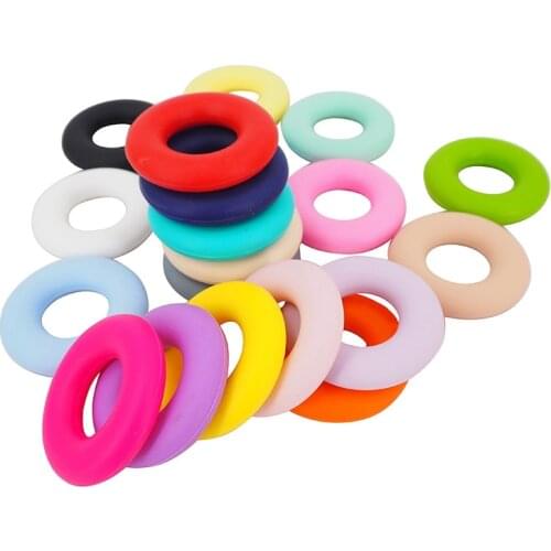 Chenkai 50pcs BPA Free Loose Silicone Round Donut Ring Beads Food Grade DIY Baby Pacifier Dummy Teether Jewelry Toy Accessories