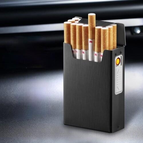 Heating Wire Lighter Cigarette Case Cigarette Lighter 20 Packs One-piece Creative Aluminum Cigarette Case Smoking Accessories
