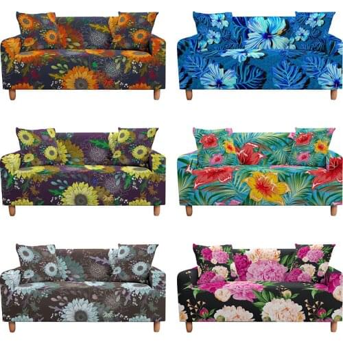 Elastic Sofa Covers For Living Room Flower All-inclusive Slip-resistant Couch Cover Strech L Shape Corner Sofa Towel Slipcover