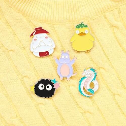 Animal family Enamel Pin hedgehog Briquettes Dragon Mouse Duck Brooches Bag Lapel Pin Childhood Movie Badge Jewelry Gift for Kid