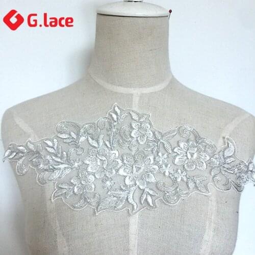 GLACE 3pcs/Lot Off white lace flower car bone lace fabric wedding dress decoration clothing skirt accessories TX473