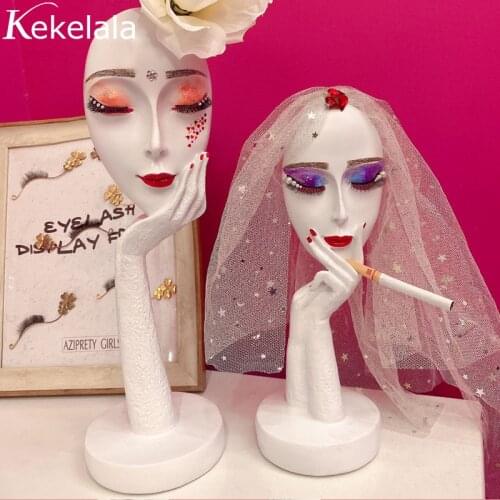 Kekelala Fake Eyelash Display Sculpture Artificial Art Beauty Face Head for Store Home Decoration DIY Nail Hair Salon
