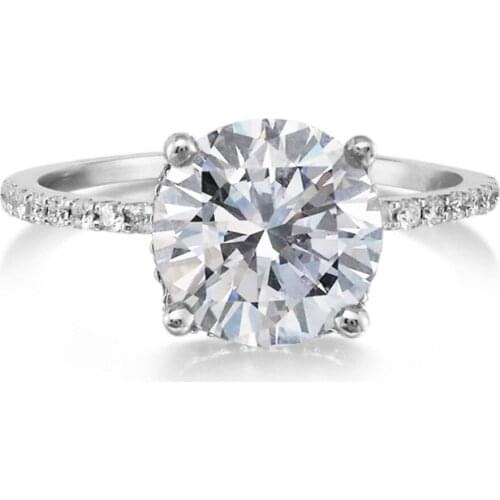 14K White Gold Round Excellent Cut DEF Color 1.00CT 6.5MM Halo Moissanite Engagament Ring Half Eternity Band For Bridal