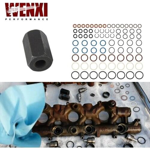 High Pressure Oil Rail Leak Repair Kit Tool O-rings & Injector Seal For 03-10 Ford E-350 E-450 F-250 F-350 F-450 F650 F750 6.0L