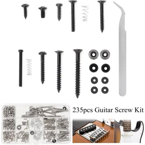 235pcs Guitar Screw Kit Bridge Neck Plate Pickup Ring Pickguard Screw Accessories with Box Fit for ST/TL Guitar Pickup Bridge