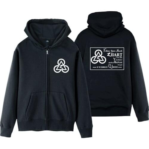 Pyramid Plum Blossom Clover Geometry Follow Your Heart Be Yourself Man Boy Coat Jacket cardigan Zip Fleece Hooded Jackets ZIIART