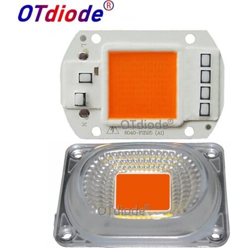 LED Grow Phyto Lamps With Lens Reflector 20W 30W 50W 110V 220V COB LED Chip Full Spectrum Grow Light Floodlight Spotlight Bulb