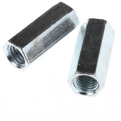 M8 X 1.25 Pitch Long Rod Coupling Hex Nut Right Hand Thread Pack of 2Pcs Metric