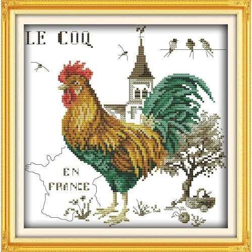 The big cock (6) cross stitch package kit animal DMC color pattern pre stamped x stitching embroidery DIY handmade needlework