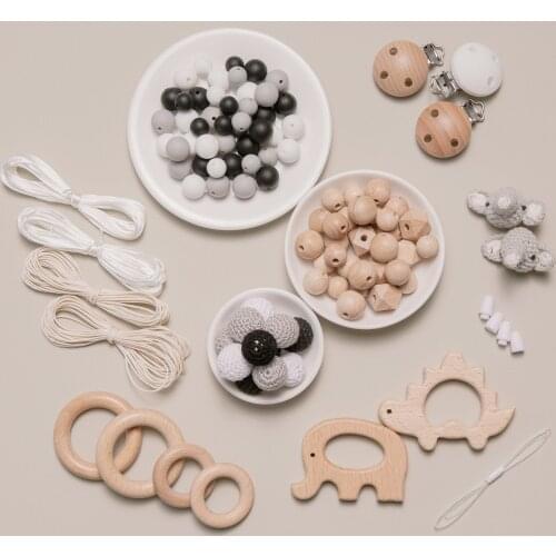Crochet Animal Silicone Bead Set for Baby Rattle Accessories DIY Jewelry Set Crochet Beads Handmade Baby Toys Kit
