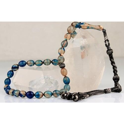 Natural Amber 1000 Silver Kazaz Tassel 33 Bead Prayer Beads Islamic Tasbih Rosary Men Women Meditation Jewelry From Turkey