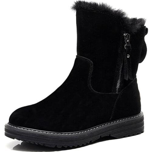 2021 Winter New Korean Version Plus Velvet Warm Snow Boots Female Short Tube Cotton Boots Tassel Zipper Boots Cotton Shoe