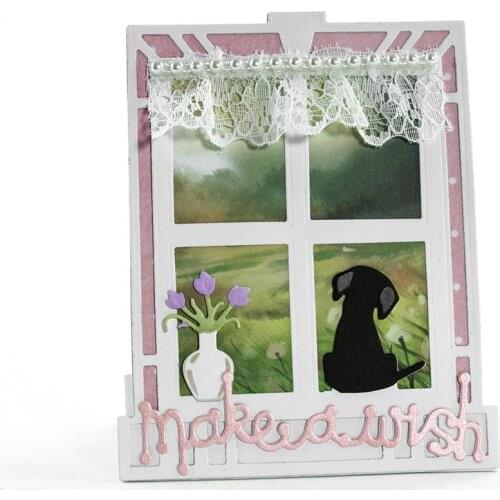 Window Dog Flower Metal Cutting Dies Stencils for DIY Scrapbooking Paper Cards Craft Making Decoration