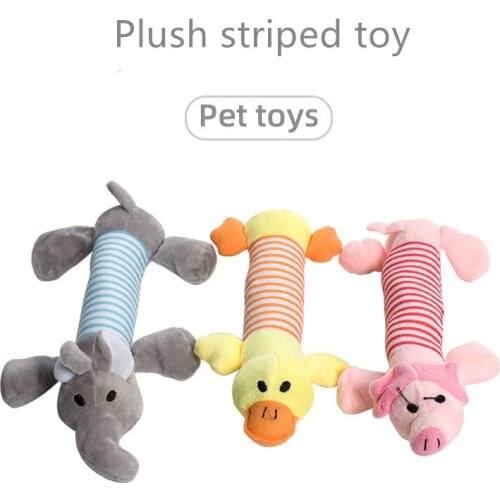 Squeak Chew Dog Toys Sound Dolls Dog Cat Fleece Pet Funny Plush Toys Elephant Duck Pig Fit for All Pets Durability