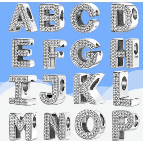 100% Real 925 Sterling Silver Letter Alphabet A-Z Charm Name Bead Fit Original Pandora Bracelet Pendant Jewelry CMC030