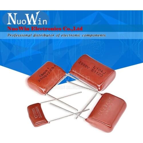 10pcs Metallized Polypropylene Film Capacitor 2000V 102 104 473 1NF 22NF 100NF 0.1UF 2000V 104J 102J 223J 473J 2KV CBB Capacitor