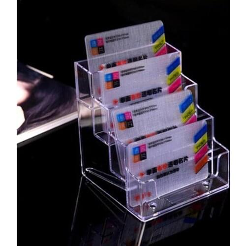 Portable Display Stand Multilayer Business Card Holder Plastic Transparent Office Storage Shelf Desktop Dispenser Storage Boxes