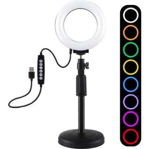 PULUZ 4.7/6.2 Inch RGBW Dimmable LED Selfie Ring Light Youtube Video Live Photo Studio Vlogging Light&Desktop Mount Stand Holder