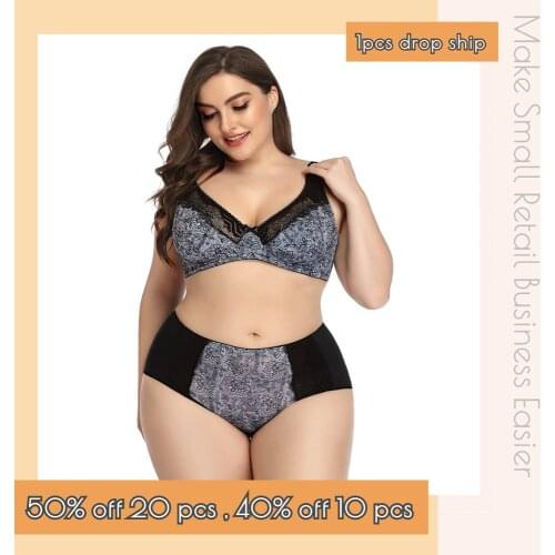 Plus Size Folora D Cup Underwire Lace Bra Panty Wholesale Women Lingerie Set Sexy Underwear CT193