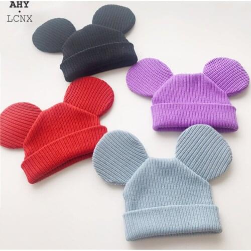 2020 Fashion Warm Women Hat Beanies For Autumn Winter Knitted Hats Girls Student Big Ear Concave Shape Parent-Child Hat