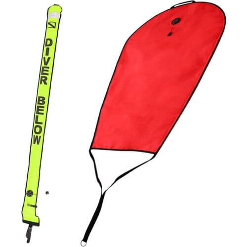 High Visibility Tech Scuba Diving 125lbs Salvage Lift Bag & Dump Valve + Reflective SMB Surface Marker Buoy Safety Sausage